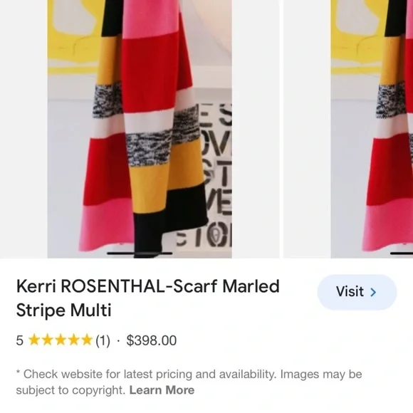 Anthropologie Kerri ROSENTHAL marked strip scarf new one size - Picture 7 of 9